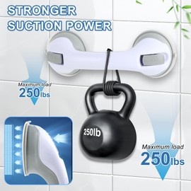 Grab Bars for Bathtubs and Showers, 2 Pack Shower Handle 12 Inch Strong Suction Shower Bar, Safety Bars for Shower Chair, Bathroom Grab Bar for Senior (Gray White)