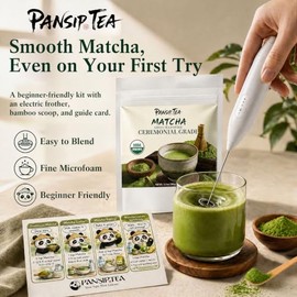 Organic Ceremonial Matcha Powder Starter Kit with Frother