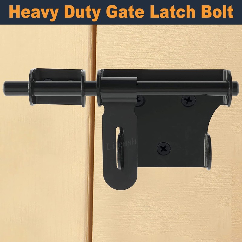 Litensh Sliding Gate Bolt with Padlock Hole, Fence Gate Latch