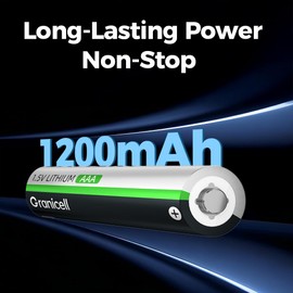 Granicell AAA Lithium Batteries 1.5V High-Capacity 1200mAh - Leak-Proof, Extreme Temperature Resistant, for Cameras/Outdoor Gear/Toys (12-Pack)