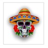 Magnet sugar skull sombrero Magnetic vinyl bumper sticker sticks to any metal fridge, car, signs 5"
