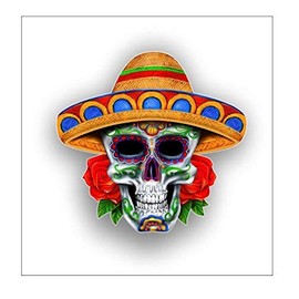 Magnet sugar skull sombrero Magnetic vinyl bumper sticker sticks to any metal fridge, car, signs 5"