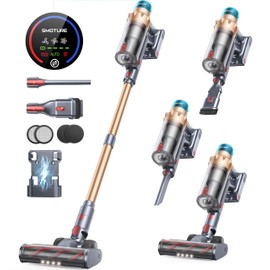 Cordless Vacuum Cleaner, 550W 45KPA 60 Mins Runtime Self-Standing Vacuum Cleaners for Home, Stick Vacuum with Charging Dock Station Removable Battery, Handheld Vacuum for Pet Hair/Carpet/Floor