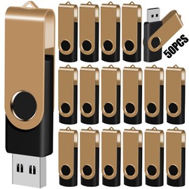 EASTBULL 2GB USB Flash Drive Bulk Thumb Drives 50 Pack with Lanyards USB 2.0 Jump Drive 2 GB Memory Sticks Zip Drive Pen Drive for Storage and Backup Gold 50PCS 2GB
