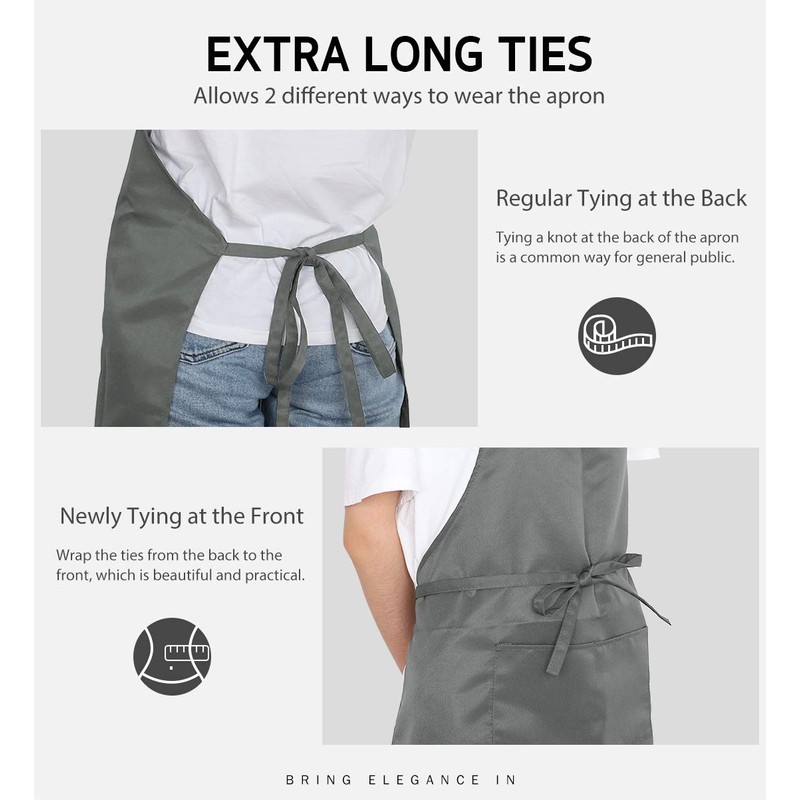 Syntus 2 Pack Adjustable Bib Apron Waterdrop Resistant with 2