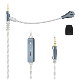 Cubilux 3.5mm Headphone Cable with Boom Mic, Mute Switch, Volume Control, Silver-Plated AUX Replacement Cord for Voice Chat, Calls, Game Consoles, WH1000-XM6/5/4, Studio Pro, Solo, More, 6 FT