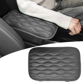 VKGUG Center Console Pad Universal Armrest Seat Cover Car Interior Accessories Leather Arm Rest Storage Box Protector for Cars, SUVs, Trucks (Black)