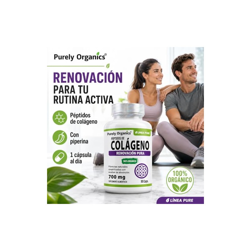 Peptidos Colageno Cápsulas 700 Piperina Alta Absorión Ingredientes Naturales Purely