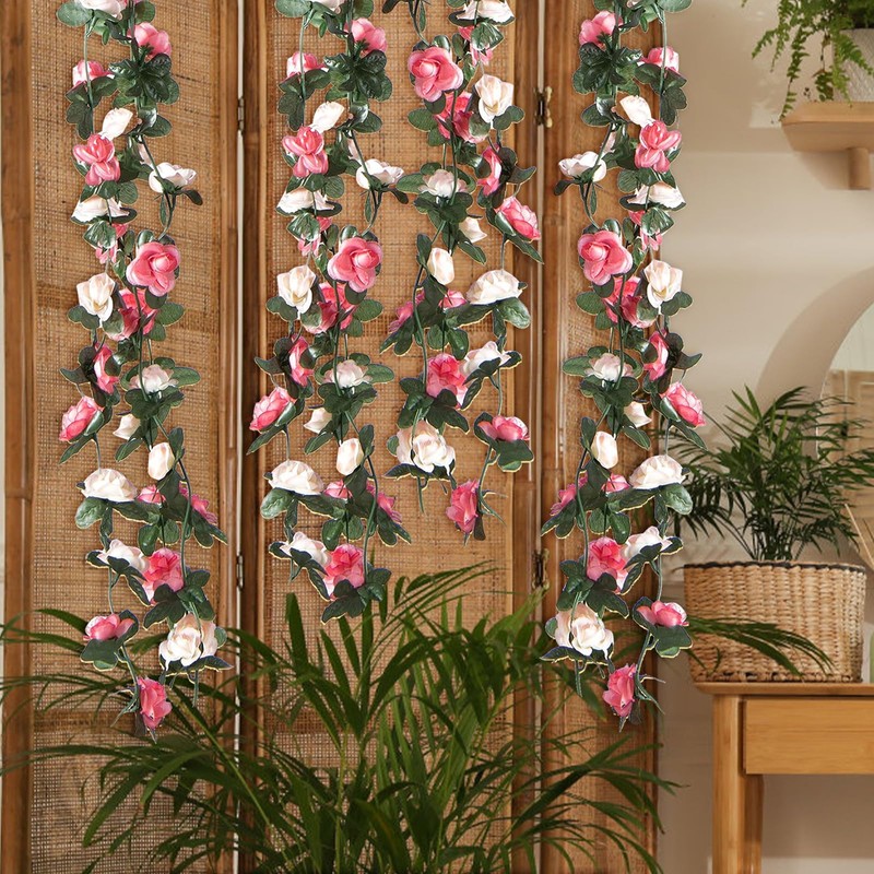 Koyigo 6 Pack 49FT Artificial Fake Rose Garland, Artificial Flower