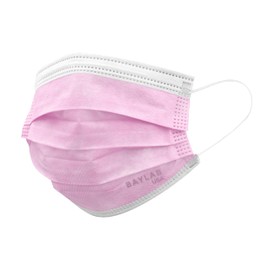 BAYLAB USA ASTM Level 1 Disposable 3-Layer Face Masks, Coral Pink, Pack of 50
