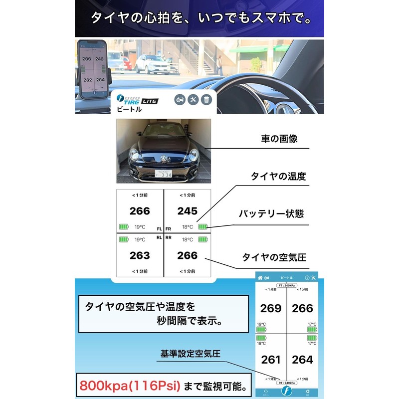 FOBO TIRE Lite Air Pressure Sensor, Tire Pressure Monitoring System,