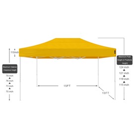 American Phoenix 10x15 Canopy Tent Pop up Instant Commercial Outdoor Party Canopy Shade (10x15FT (White Frame), Yellow)