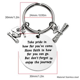 Bifarde Graduation Gifts - Unique Keychain for Him & Her, College & School Masters Degree Keyring for Graduates, Son & Daughter Students (Circle, Silver)