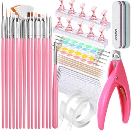 FANDAMEI Nail Art Tools, Nail Tools For Nail Art, Press On Nail Design Tools, Nail Art Kit With Nail Brush, Acrylic Nail Tools, Nail Stand, Nail Cutters For Nail Tips, Acrylic Nail Clippers