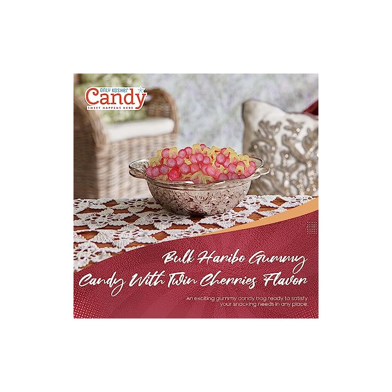 Only Kosher Candy Bulk Haribo Gummy Candy Twin Cherries Flavor,