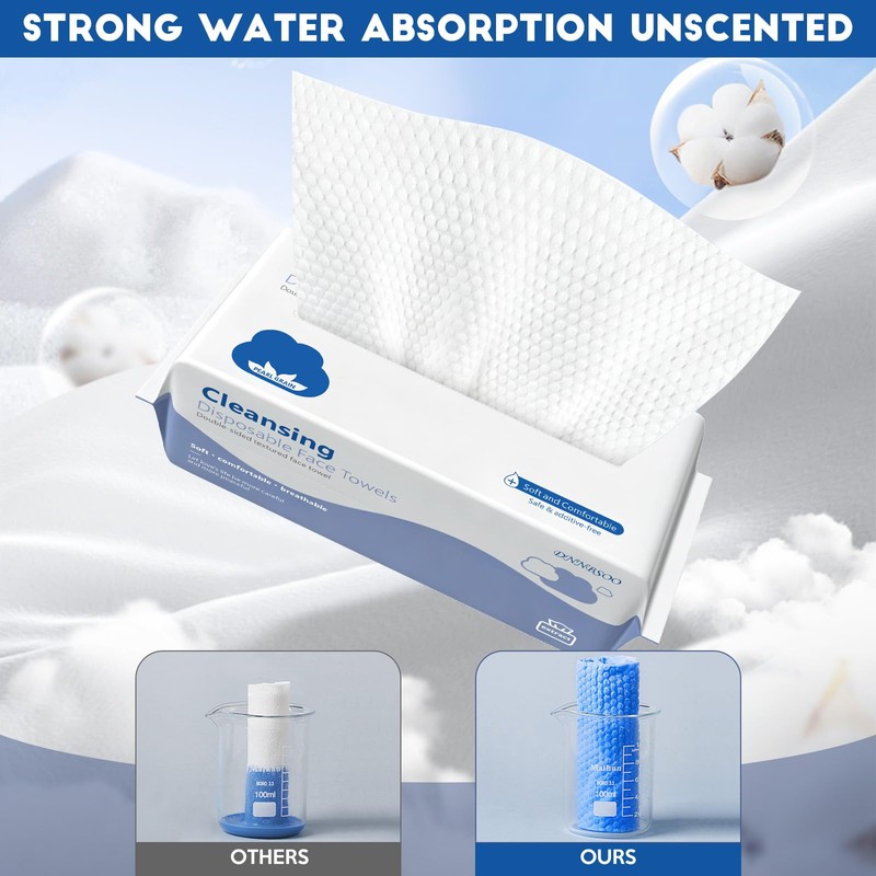 Face Towels, Disposable Face Towels 200 Count, Biodegradable Ultra Soft