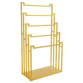 Eapmic 5-Tier Metal Scarf Display Stand, Floor Standing Freestanding Organizer with Sturdy Iron Frame, Gold Silk Shawl Hijab Rack for Commercial Clothing Retail Store, Boutique, Home