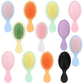 12 Pack Mini Hair Brush Bulk Soft Brushes For Hair Travel Detangler Wet Hair Mini Pocket Travel Soft Bristles Hair Brush Small Paddle For Men Women 8 Colors Manjonzic