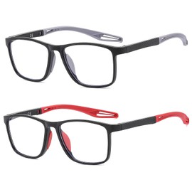 Suertree 2 Pairs TR90 Sports Reading Glasses for Men Women Anti-Blue Light Readers +2.0