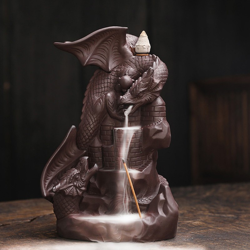Backflow Incense Burners Dragon Shape Purple Sand Waterfall Burners Home