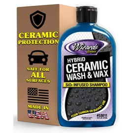 Wizards Hybrid Ceramic Car Wash and Wax Wash Si02 Infused Shampoo - Cleans, Coats & Protects Car Wash Liquid for Mechanics & Car Enthusiasts