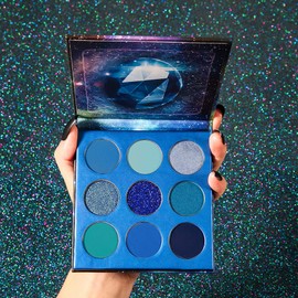 Docolor 9 Colours Blue Eyeshadow Palette Shadow Palette Highly Pigmented Mattes Shimmers Naked Smokey Glitter Cream Colorful Powder Waterproof Makeup Palette-Space