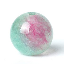 100Pcs Natural Stone Beads 6mm Green Red Jasper Round Loose Gemstone Energy Healing Beads Hole Size 1mm DIY Smooth Beads for Bracelet Necklace Earrings Jewelry Making