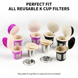 100 Count Fanativita K Cup Filters Disposable with Genius Lid Design, Fit All Reusable K Cups for Keurig (Unbleached)