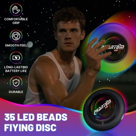 Camping Holiday Essentials Flying Disc: Outdoor Games LED Frisbee for Adults Kids Age 6+ Birthday Gifts Garden Beach Sport Toys for Boys Girls Teenage Men Pet Light Up Autism Sensory Equipment