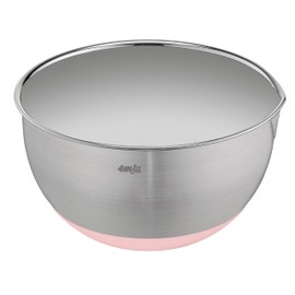Emsa Prep&Bake K3271834 Mixing Bowl Stainless Steel 18 cm, Non-Slip Base, Scratch-Resistant, Stainless Steel Bowl with Pouring Rim, Stackable, Pink
