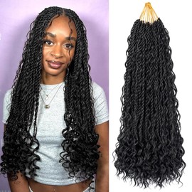 Senegalese Twist Crochet Hair with Curly Ends Boho Pre-Looped Goddess Twist Braiding Hair for Black Women 9 Packs Boho Island Twist Crochet Braids