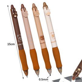 CHUNLINLAODA Set of 4 Erasable Ballpoint Pens, Erasable Pen Set, Retractable Rollerball Pen, Erasable for Students, Gift, School/Office Supplies (0.5 mm Black) (Coffee)