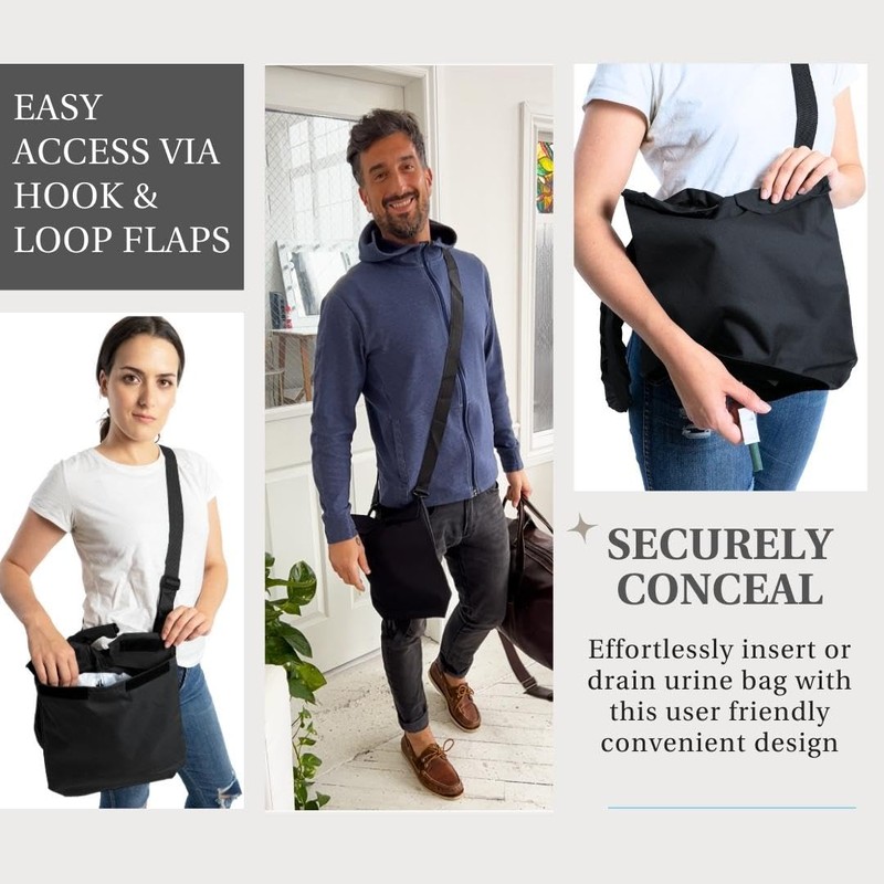 Urine Drainage Bag Holder with Catheter Tube Cover & Adjustable