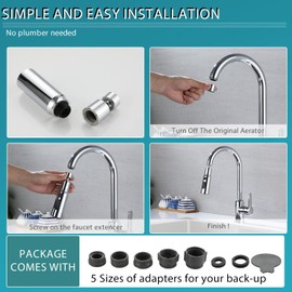 Grifo Extender, 360 ° giratorio grifo aireador, 3 modos de salida de agua, baño cocina giratorio multifuncional grifo de extensión para el lavado de alimentos/ojo/pelo/cara