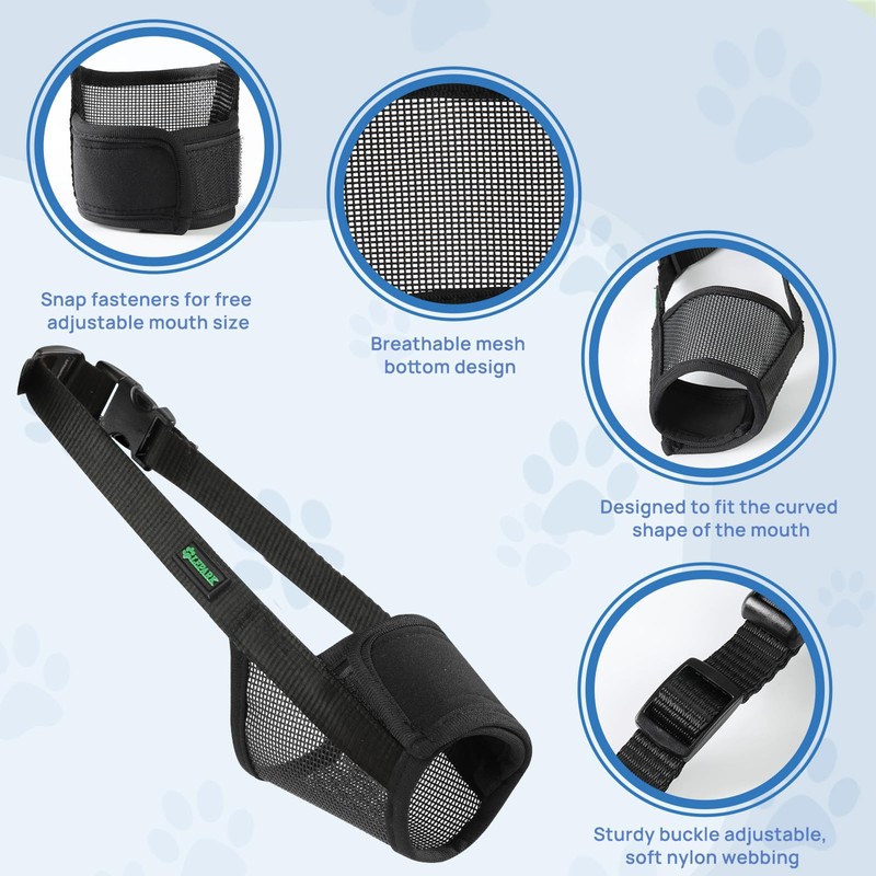 ILEPARK Soft Dog Muzzle, Muzzles with Breathable Beehive Adjustable Fit