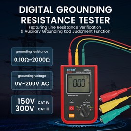 EITAI3000A+ Digital Ground Resistance Meter Tester 0-2kΩ, 0-200V, Manufacturer Direct Sales, Ground Rod Resistance, Earth Resistance Tester