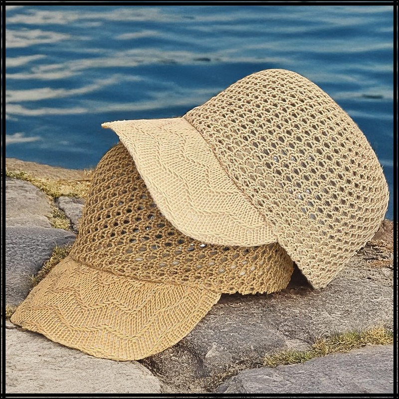 White Fang CZA116 Women's Straw Cap, Hat, Mesh, UV Protection,