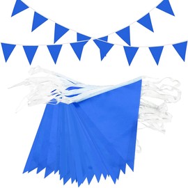 Topeedy 20M Blue Bunting Flags Party Decoration,40pcs Reusable Blue Pennant for Birthday Wedding Party Baby Shower Home or Garden Triangle Flags