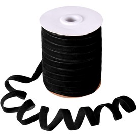 Berolle 50 Yards Vintage Velvet Ribbon Crushed Velvet Ribbon for Wedding Décor Choker Necklace Gift Package Wrapping (Black, 3/8")