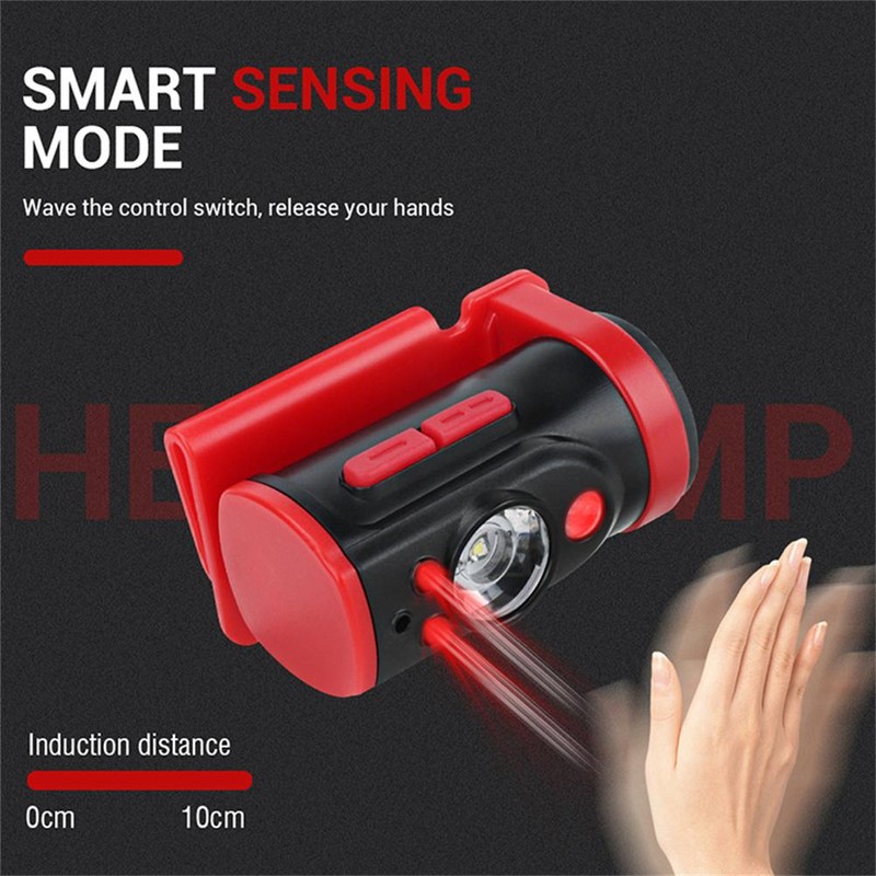 USB Induction Headlamp Hand Wave Sensing Headlight LED Work Headlight