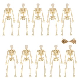 10 Pcs Mini Halloween Skeleton Decorations, White Small Plastic Skeleton