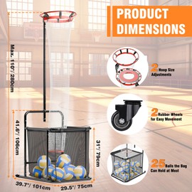 Volleyball Setter Training Equipment, Volleyball Setter Trainer Net with 2 Target Hoop Size,13 Heights & 6 Angles Adjustable, Serving Spiking Drills System with Ball Collection Bag