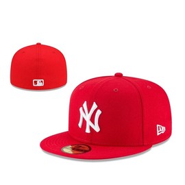 Red NY Color-Blocked Baseball Caps - Unisex L/A & N/Y Design, European Charm, 100% Cotton, Lightweight & Comfortable Headwear:_33