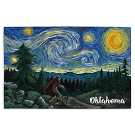 Lantern Press 16x24 Inch Giclee Print, Oklahoma, Starry Night, Bigfoot