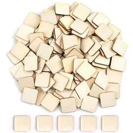 160 Pieces 1.5 x 1.5 Inches Unfinished Squares Blank Wooden Pieces Wooden Square Cutouts Wood Slices for Painting Writing Carving DIY Arts Craft Project Supplies and Decorations