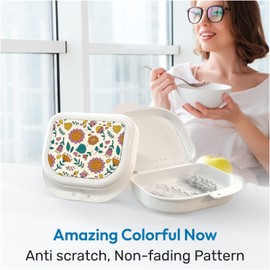 Retainer Cases Cute, Retainer Holder Case, 1 Pack, Aligner Case with Indeed Colorful Cute Patterns, Night Guard Case with Floral Patterns (White)