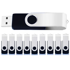 USB Sticks 4 GB Pack of 10 TATMOHIK Memory Stick 4GB Pack of 10 Rotate Metal High Speed USB 2.0 Flash Drive (Black)