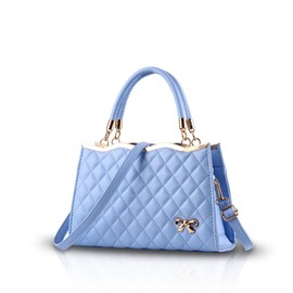 Nicole&Doris New Women/Ladies Handbag Shoulder Crossbody Bag Soft Surface PU Leather Diamond Lattice Azure