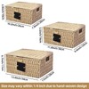 OUTBROS Storage Box Hand-Woven Wicker Baskets with Lid, Multipurpose Stackable