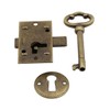 Small Brass Plated Non-Mortise Cabinet Lock in Antique Brass